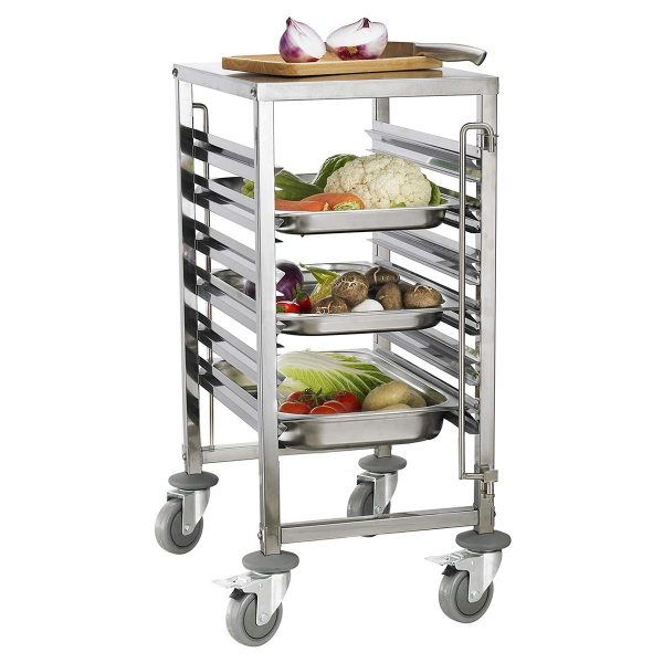 Racking Trolley 6 Shelves with Work Table Top for GN Pan 1/1