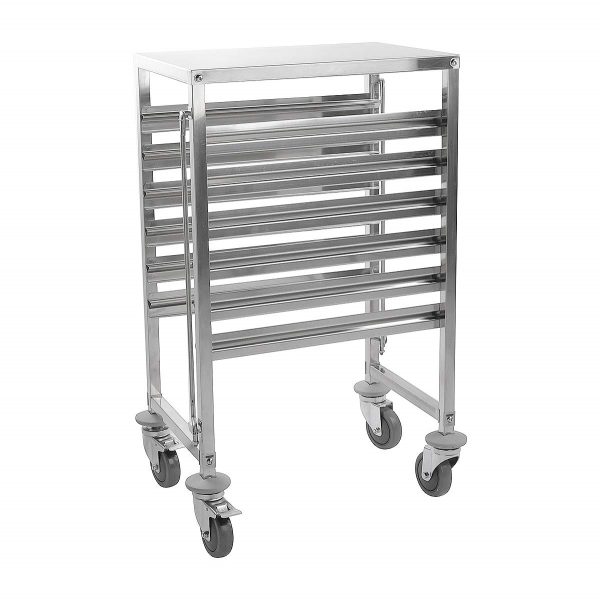 Racking Trolley 6 Shelves with Work Table Top for GN Pan 1/1 - Image 2